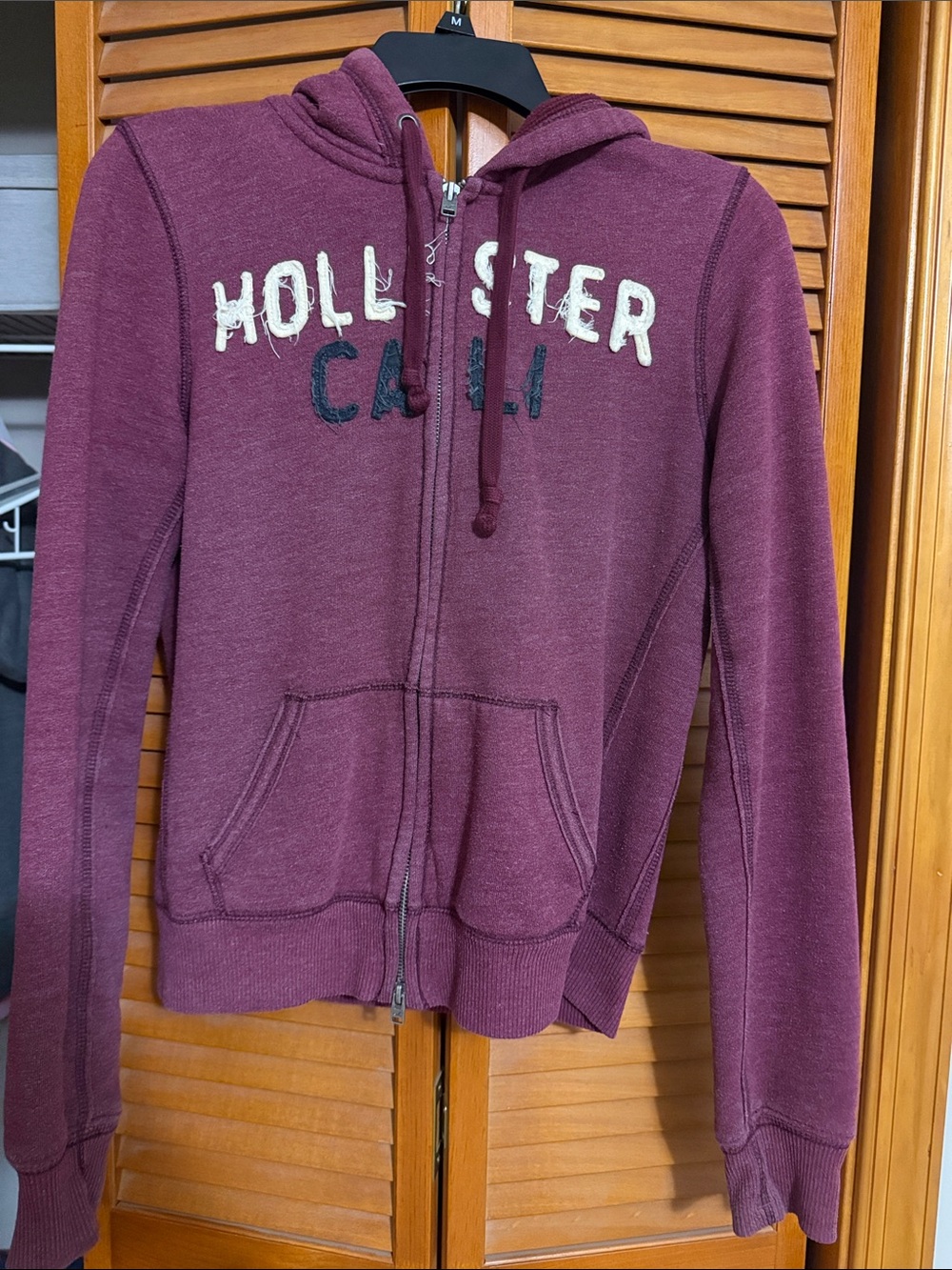 Hollister Plum Full‑Zip Hoodie with Embroidered Logo
